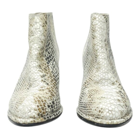 Diba True Pay Phone Chelsea Ankle Boots Womens 8 Reptile Print Zip Block Heel - Picture 3 of 16